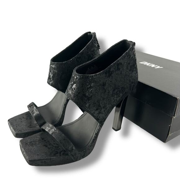 NEW DKNY Stiletto Heels Size 9.5 Leather Black Square Toe High Heel NWT - Picture 8 of 14